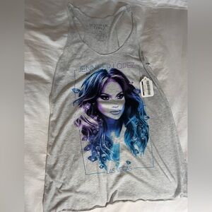 Jennifer Lopez Blue and Purple Graphic Tank Top